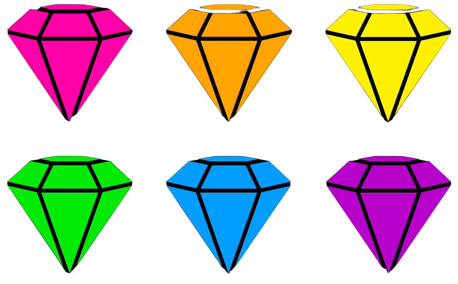 a set of six different colored diamonds