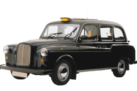 a black taxi car on a white background