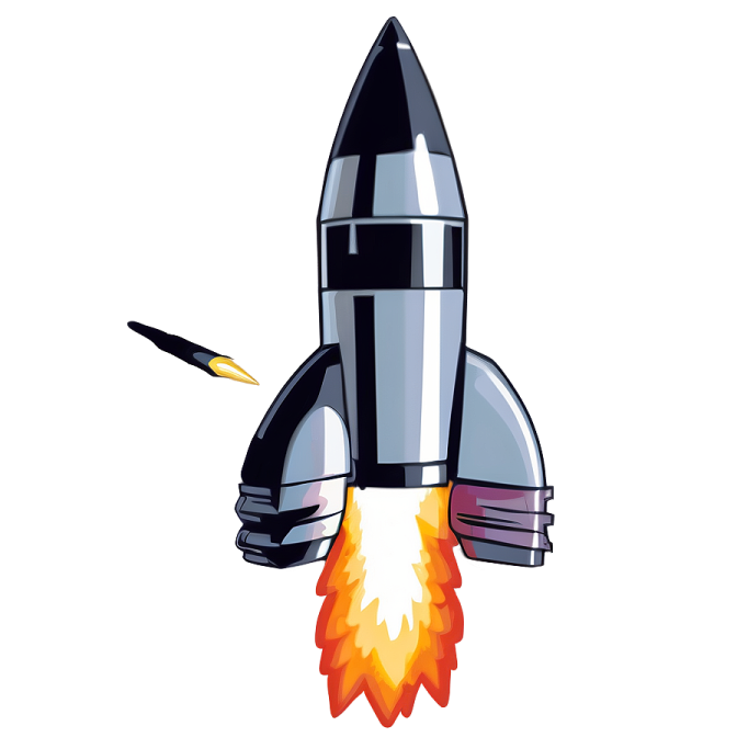 an illustration of a rocket flying through the air