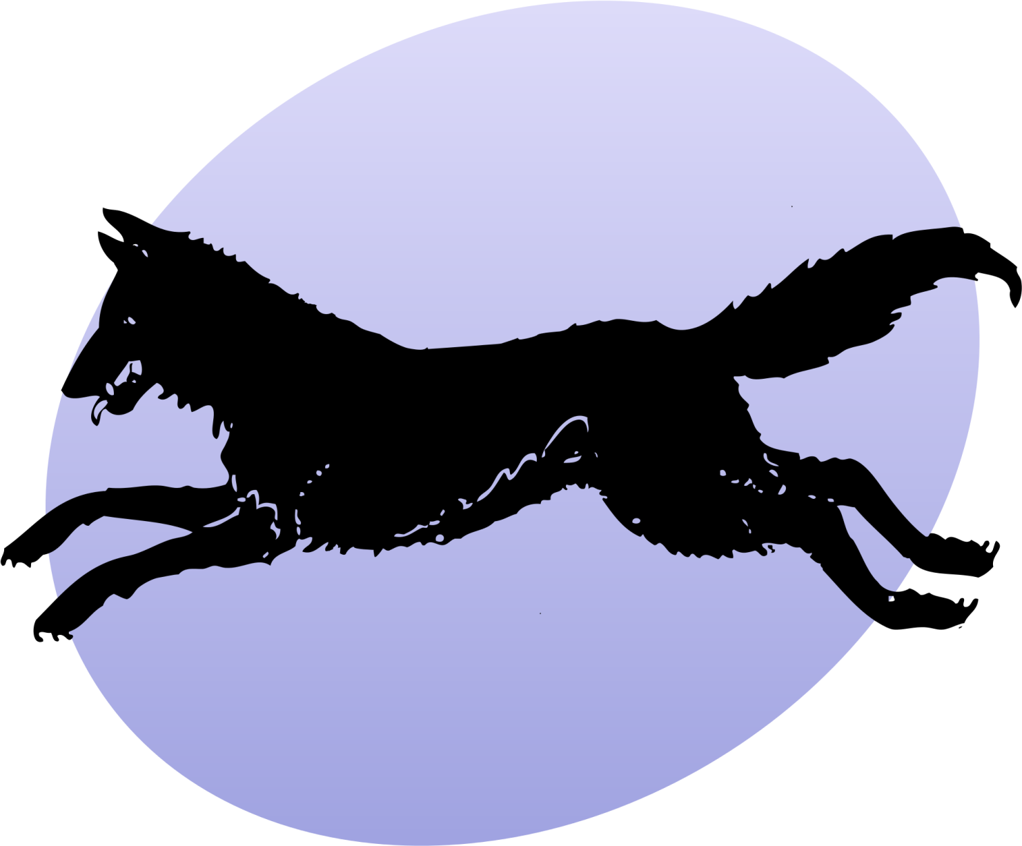 a black and white silhouette of a dog