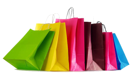 a pile of colorful shopping bags