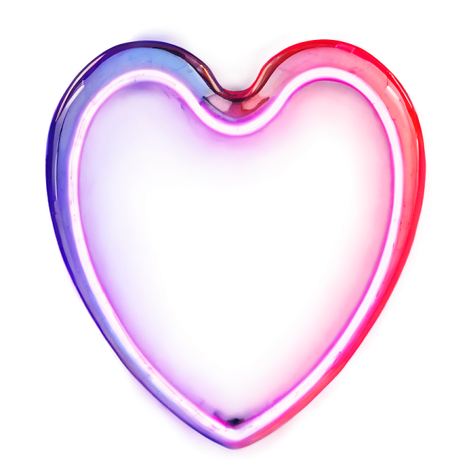 a heart shaped neon sign on a white background