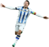 a man in a blue and white soccer uniform