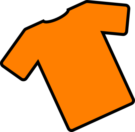 an orange t - shirt