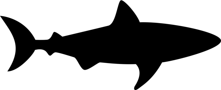 a black and white silhouette of a shark