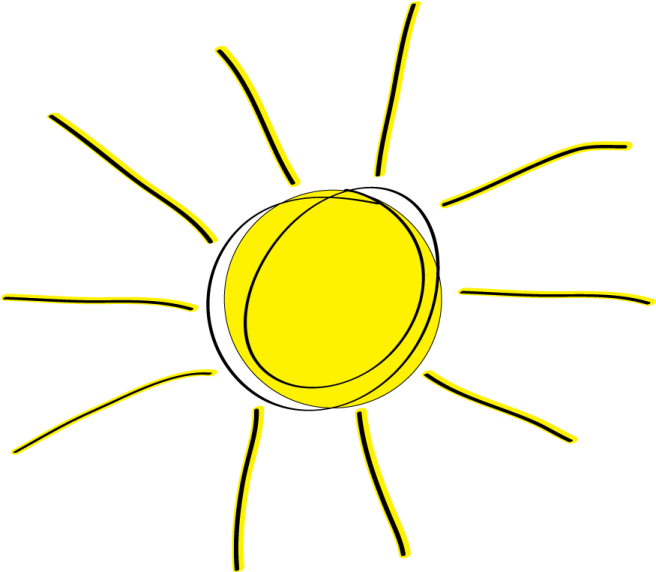a yellow sun with rays