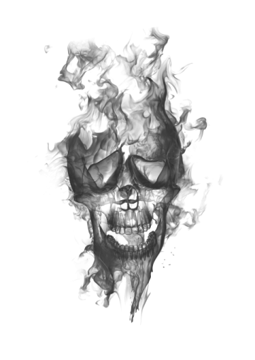 a skull with smoke coming out of it