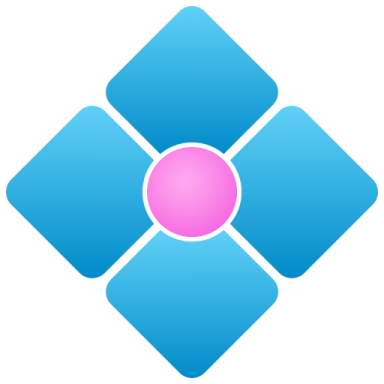 a blue flower with a pink center