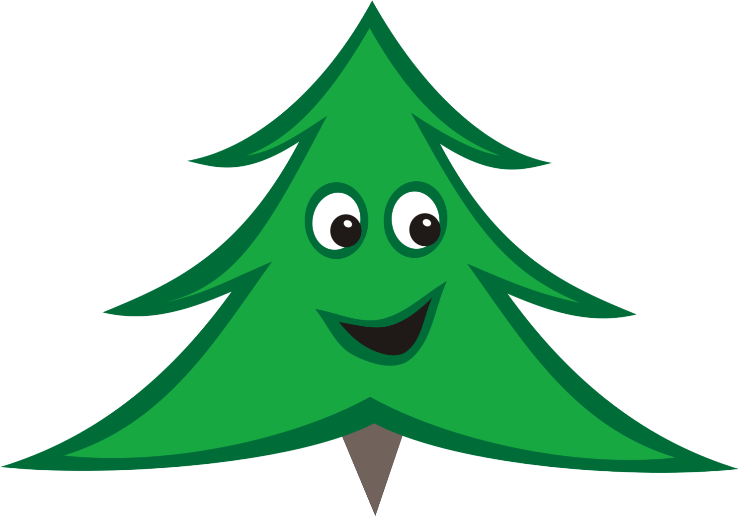 a green christmas tree with a smiling face