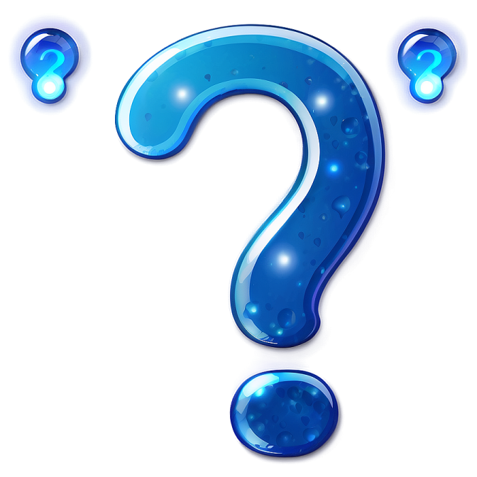 a blue question sign with water droplets
