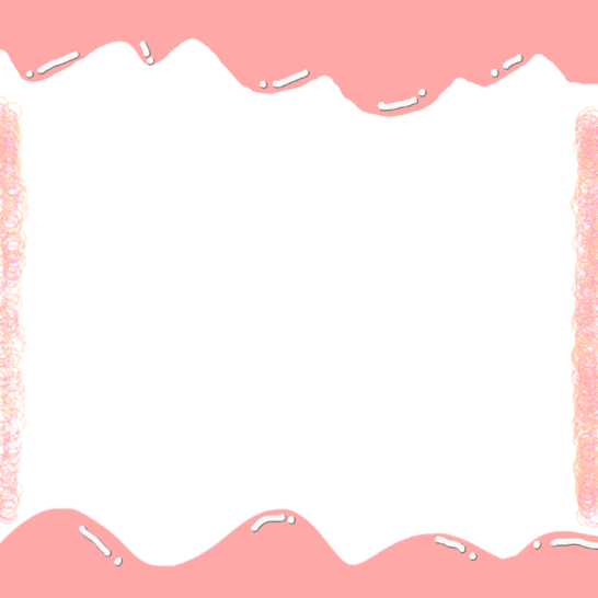 a pink and white frame with cons on it