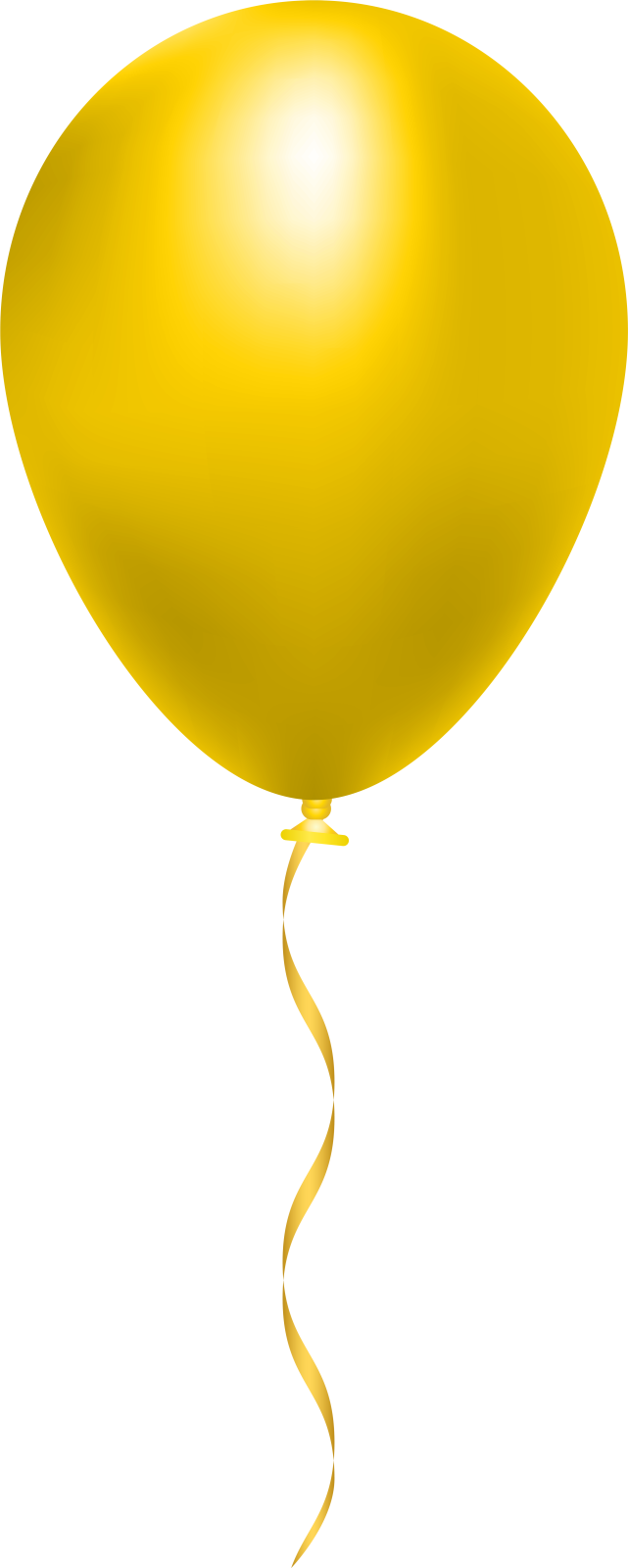 a yellow balloon with a ribbon on it