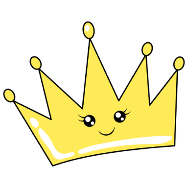 a yellow crown with a smiling face