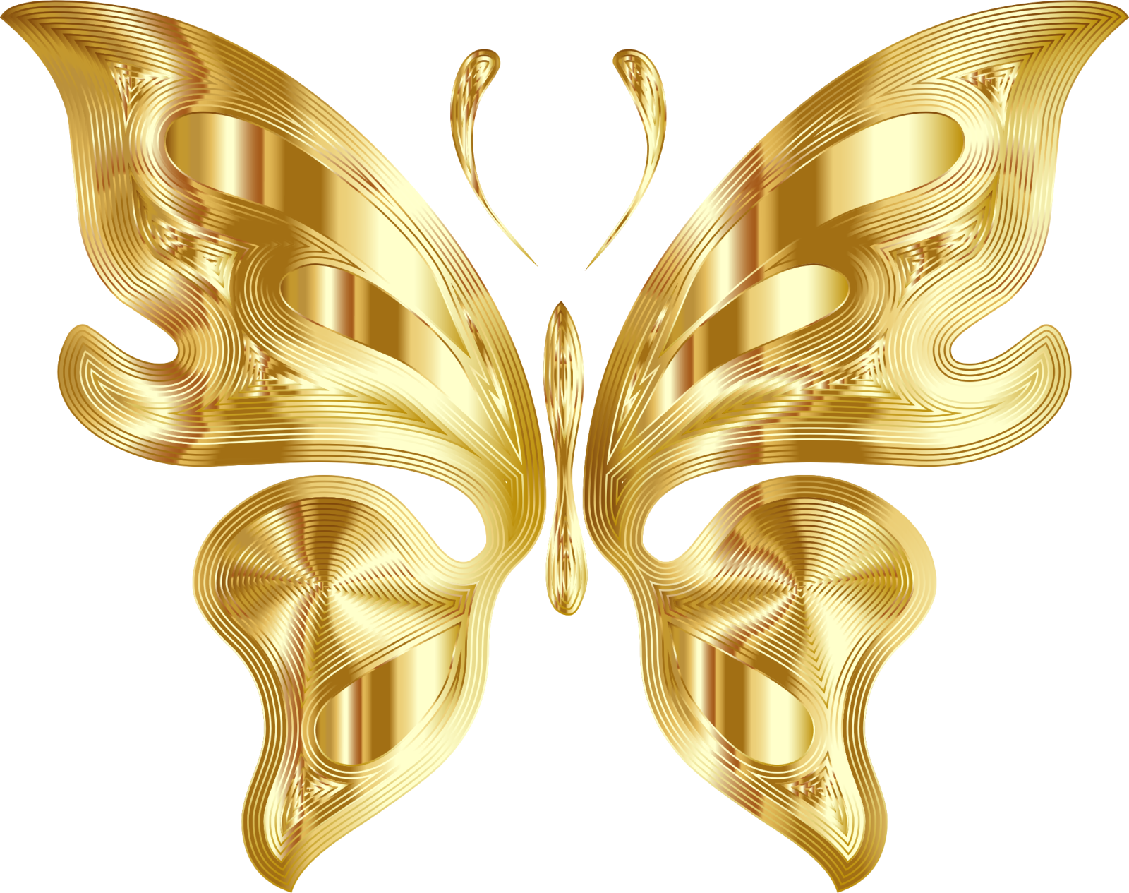 a gold butterfly on a white background