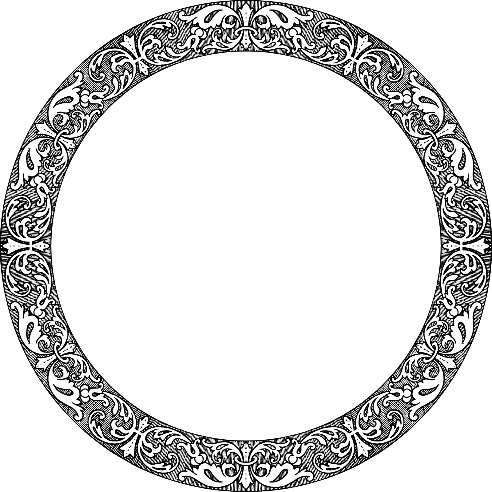 a circular frame with black and white patterns