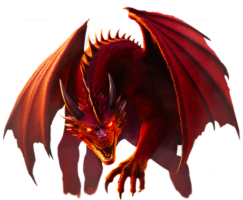 a red dragon on a white background