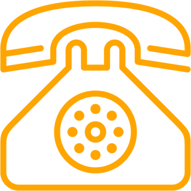 an orange phone icon on a white background