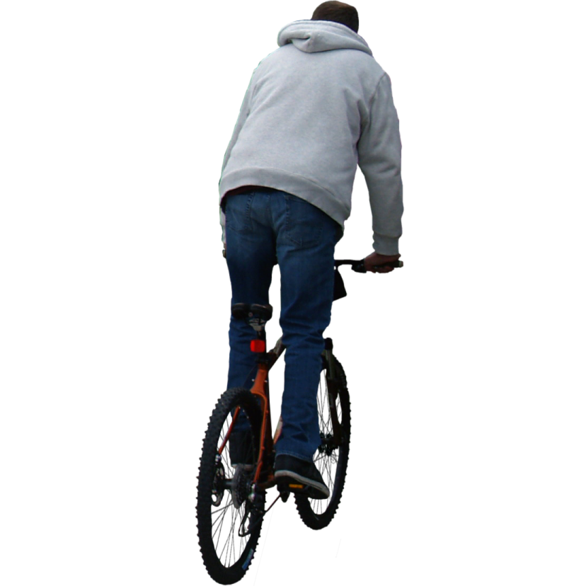 a person riding a bike on a white background