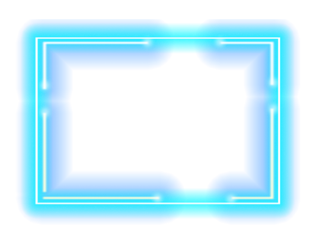a blue neon frame on a white background