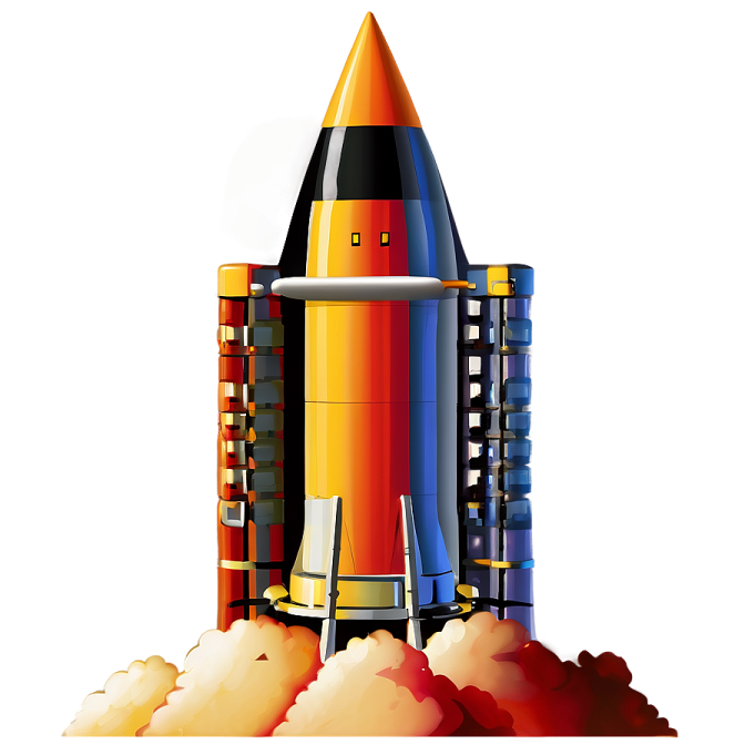an illustration of a rocket in the sky
