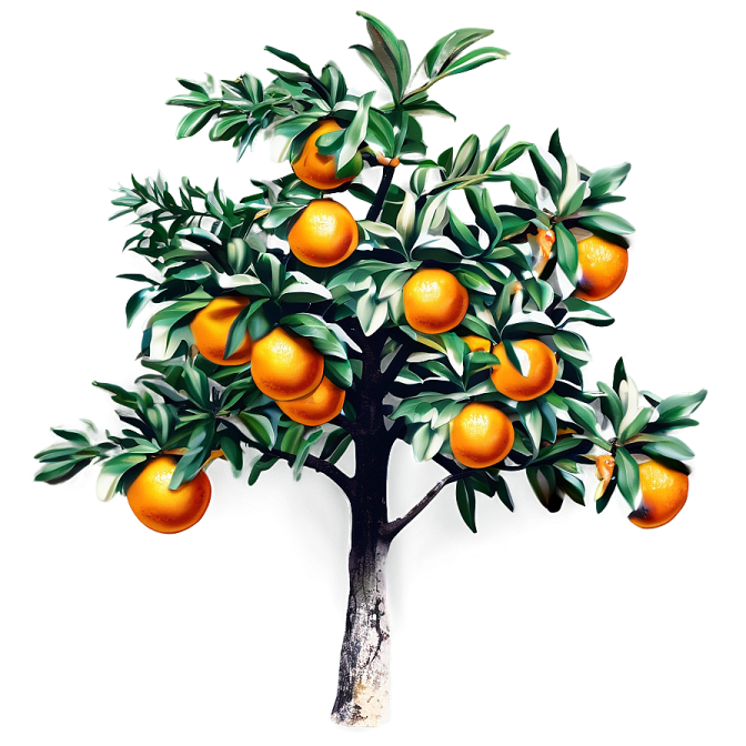 a drawing of an orange tree