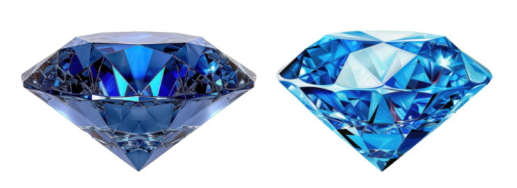 a pair of blue and white diamonds