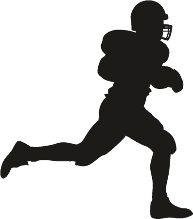 a silhouette of a football player running