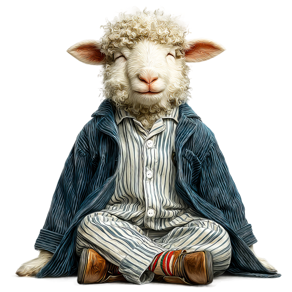 a stuffed sheep sitting on the ground