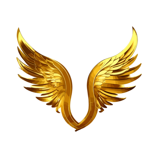 a golden angel wings on white background