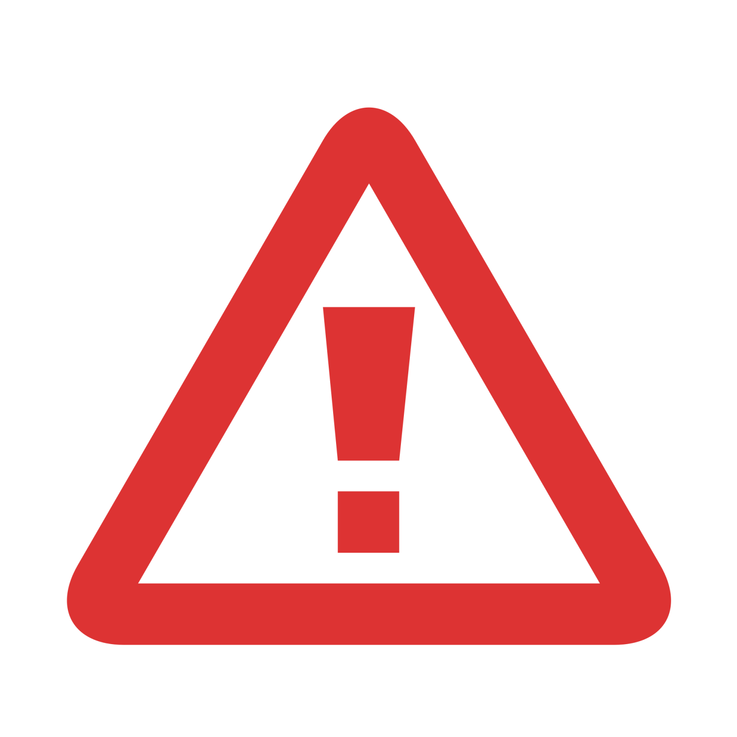 a red warning sign with a white background