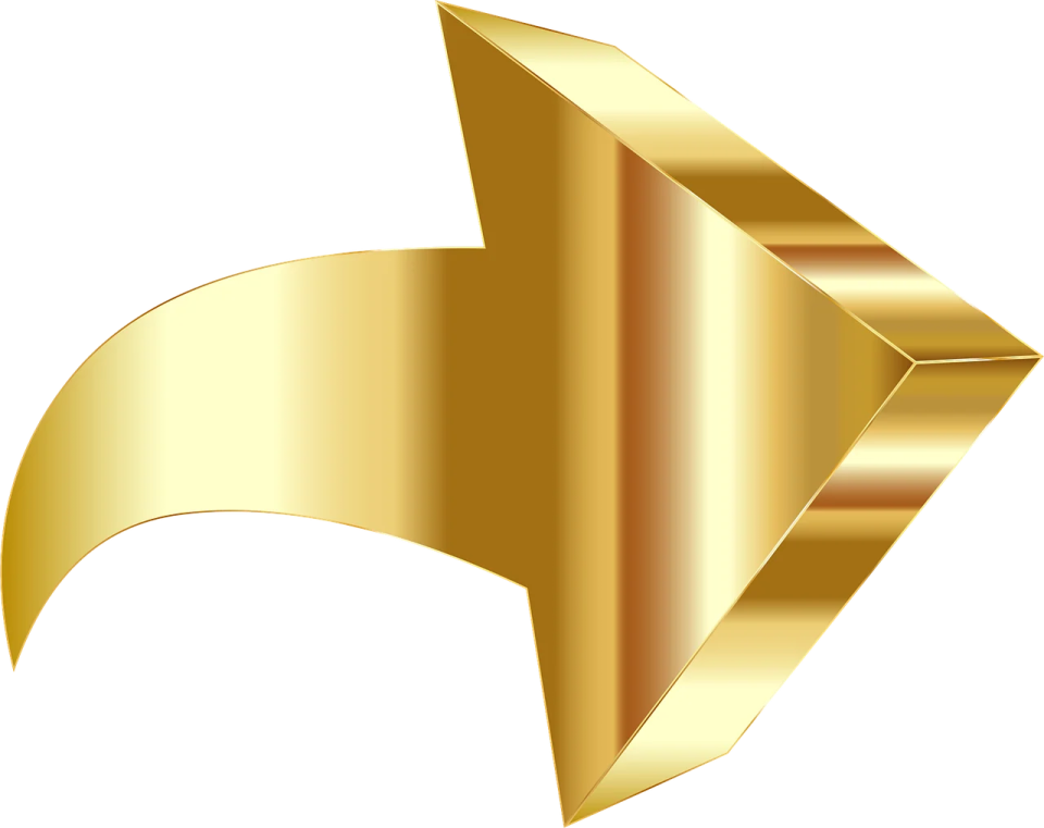 a gold arrow with a white background