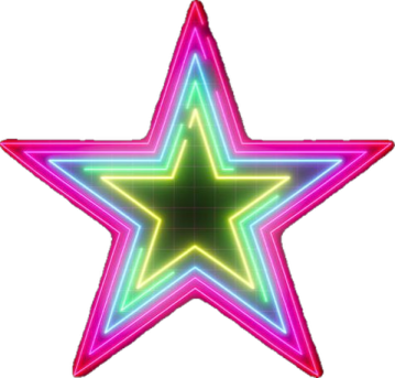 a neon star with a white background