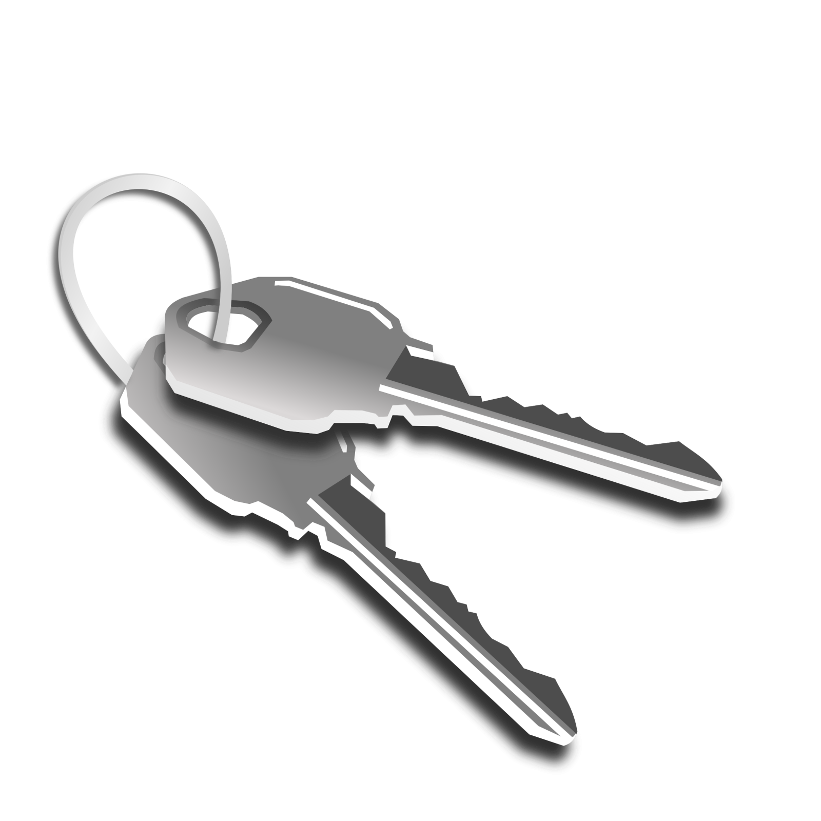 a silver key on a white background