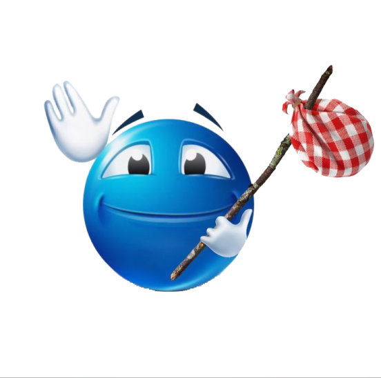 a blue ball with a red and white checkered on it