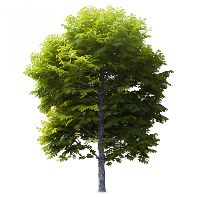 a tree with green leaves on a white background