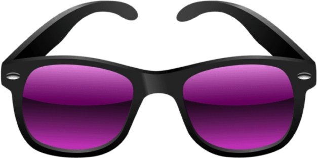 a pair of black sunglasses with purple lenses