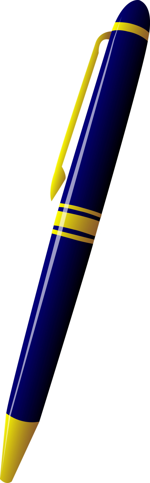 a blue and yellow pen