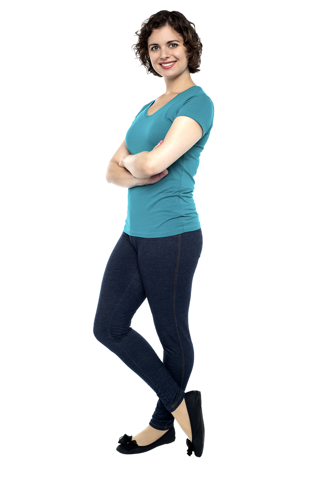 a woman standing with her arms crossed