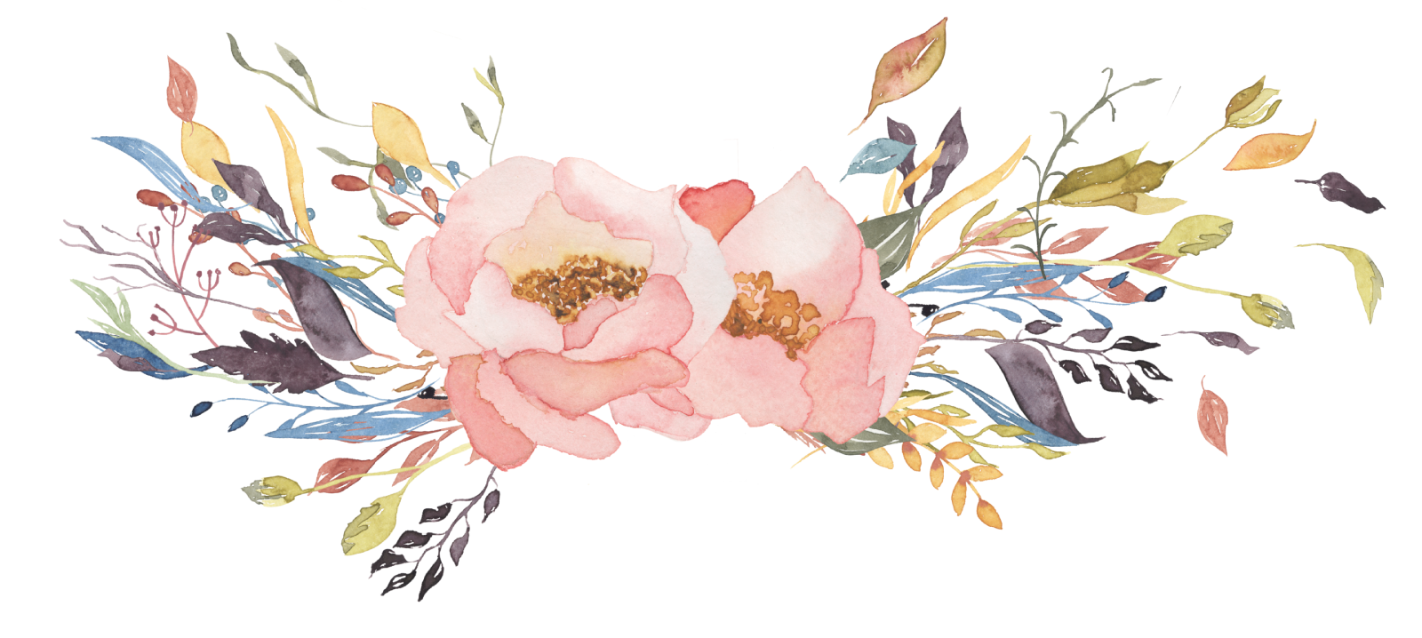 a watercolor painting of flowers and leaves