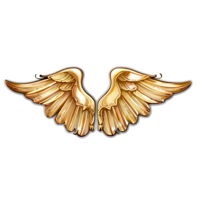 two golden wings on a white background