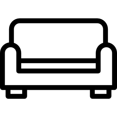 a black and white couch icon