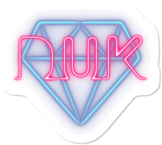 a neon sign with the word nuk on it
