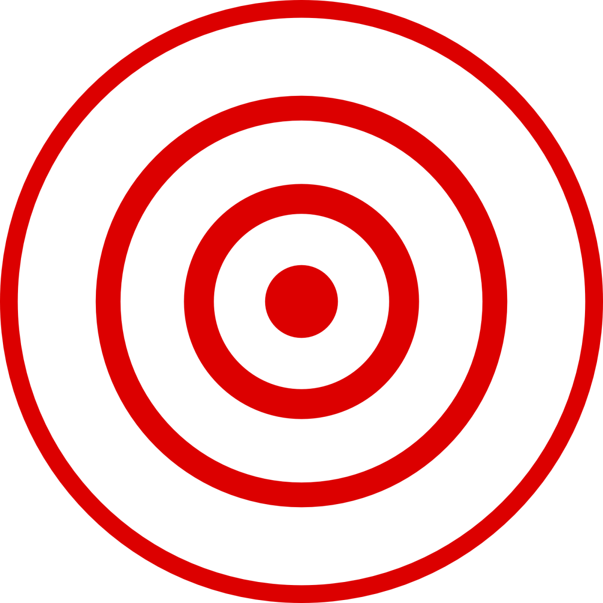a red and white target icon