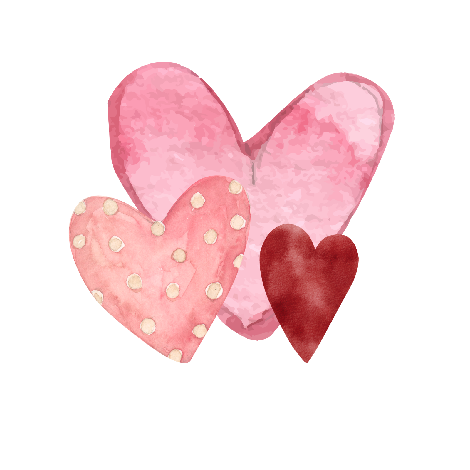 two pink hearts on a white background