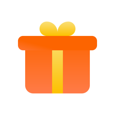 an orange gift box with a bow