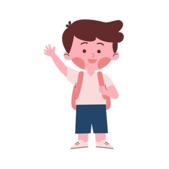 a boy with his hand up in the air
