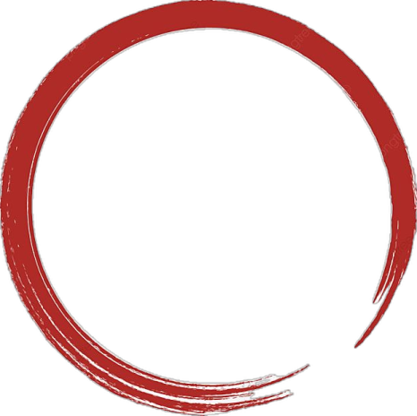 a red circle with a white background