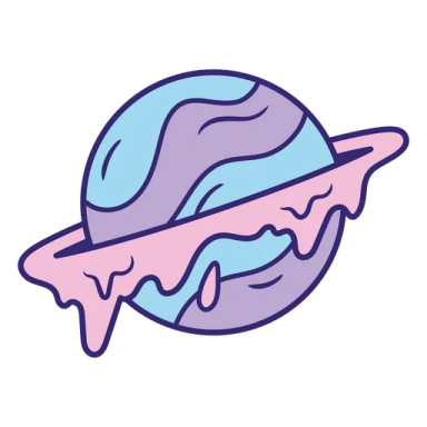 a blue and pink planet with a white background