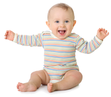 a baby sitting on the floor with his arms outstretched