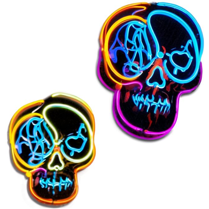 a pair of neon skull magnets